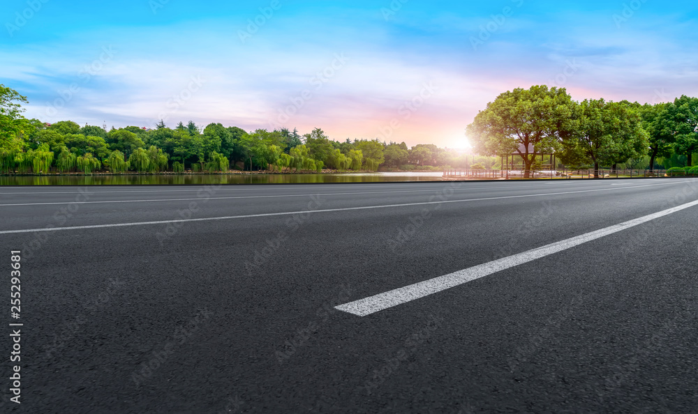 Road surface and sky cloud landscape..