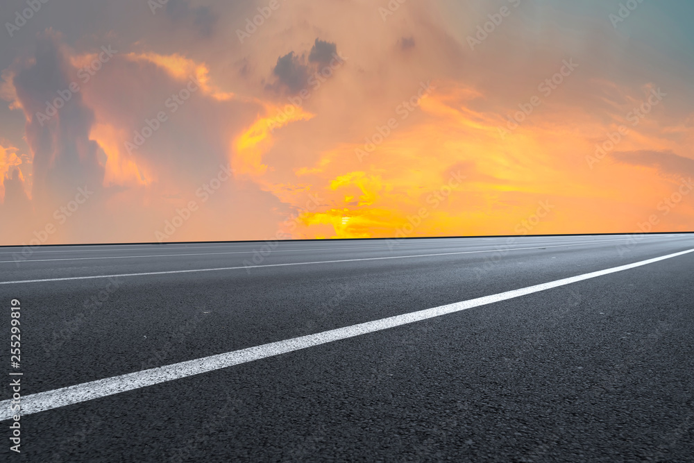 Road surface and sky cloud landscape..