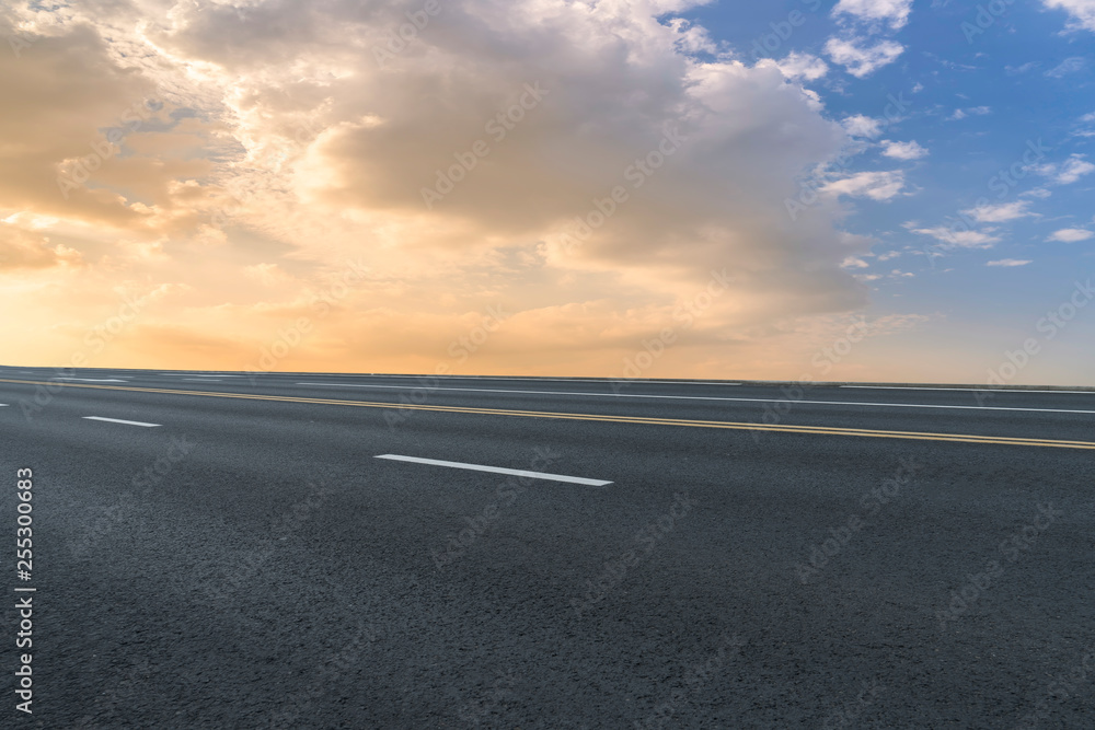 Road surface and sky cloud landscape..