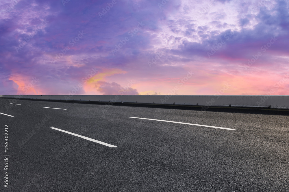 Road surface and sky cloud landscape..