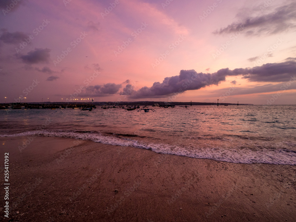 Bali, Indonesia October, 2018: It is when nature put on a great show. A spectacular sunset on a beac