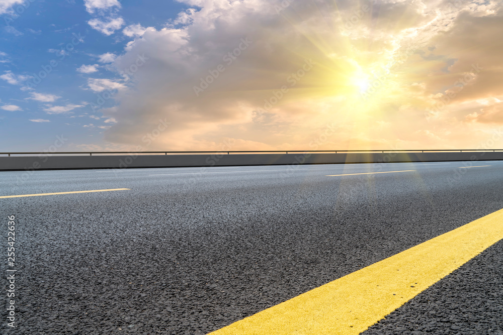 Road surface and sky cloud landscape..