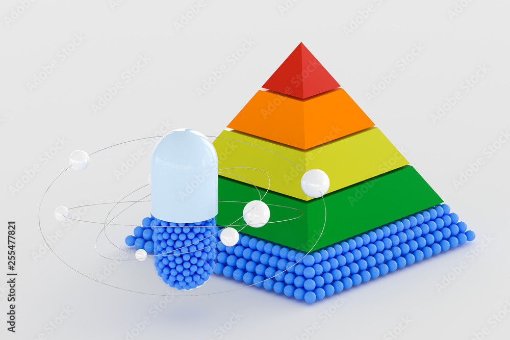 pyramid and capsule, 3d rendering