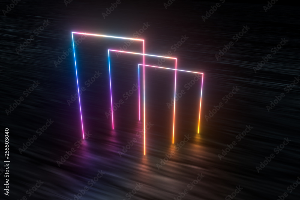 colorful glowing lines, 3d rendering