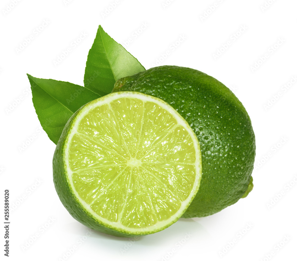 在白色背景下隔离的Limes