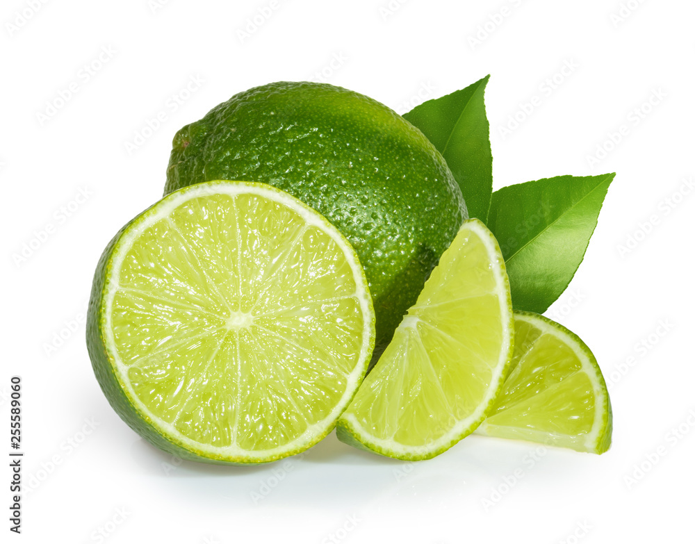 Limes isolated on white background