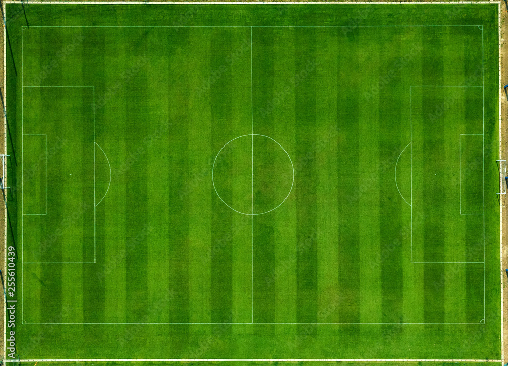 Aerial view of empty soccer field in Thailand