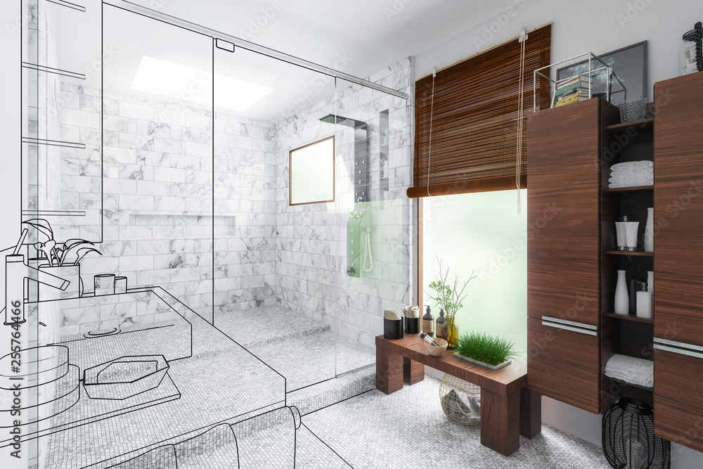 Luxury Bathroom Integration (outline) - 3d visualization