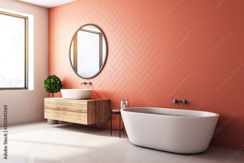 Modern orange bathroom side