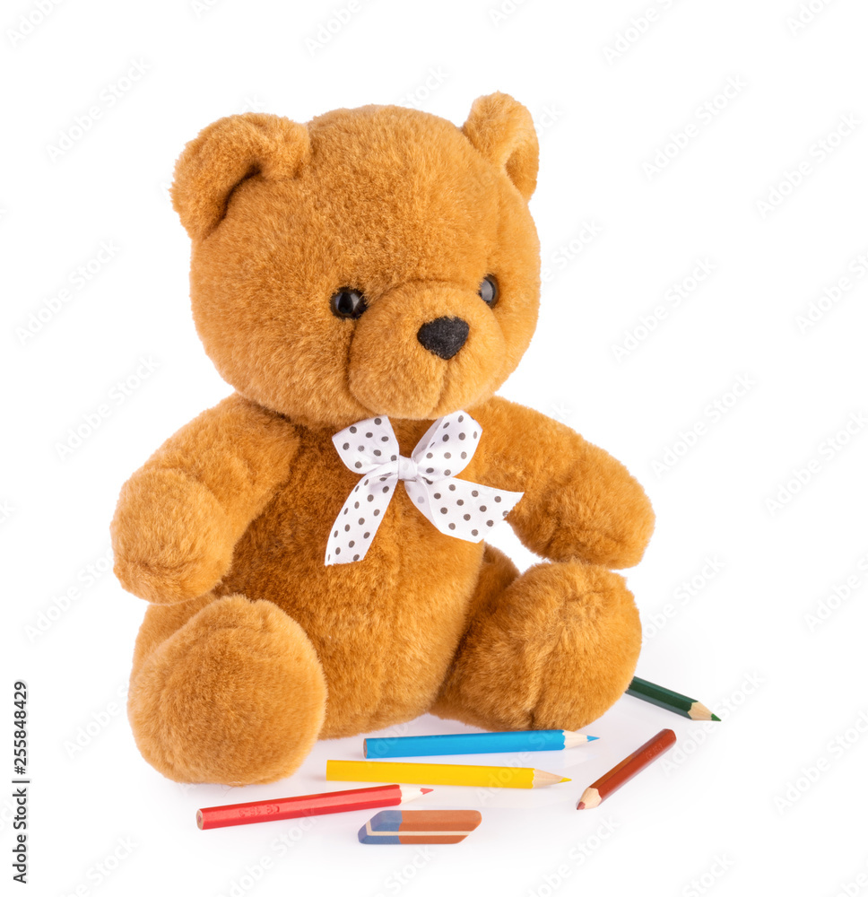 Teddy bear. child drawing concept isolated white background