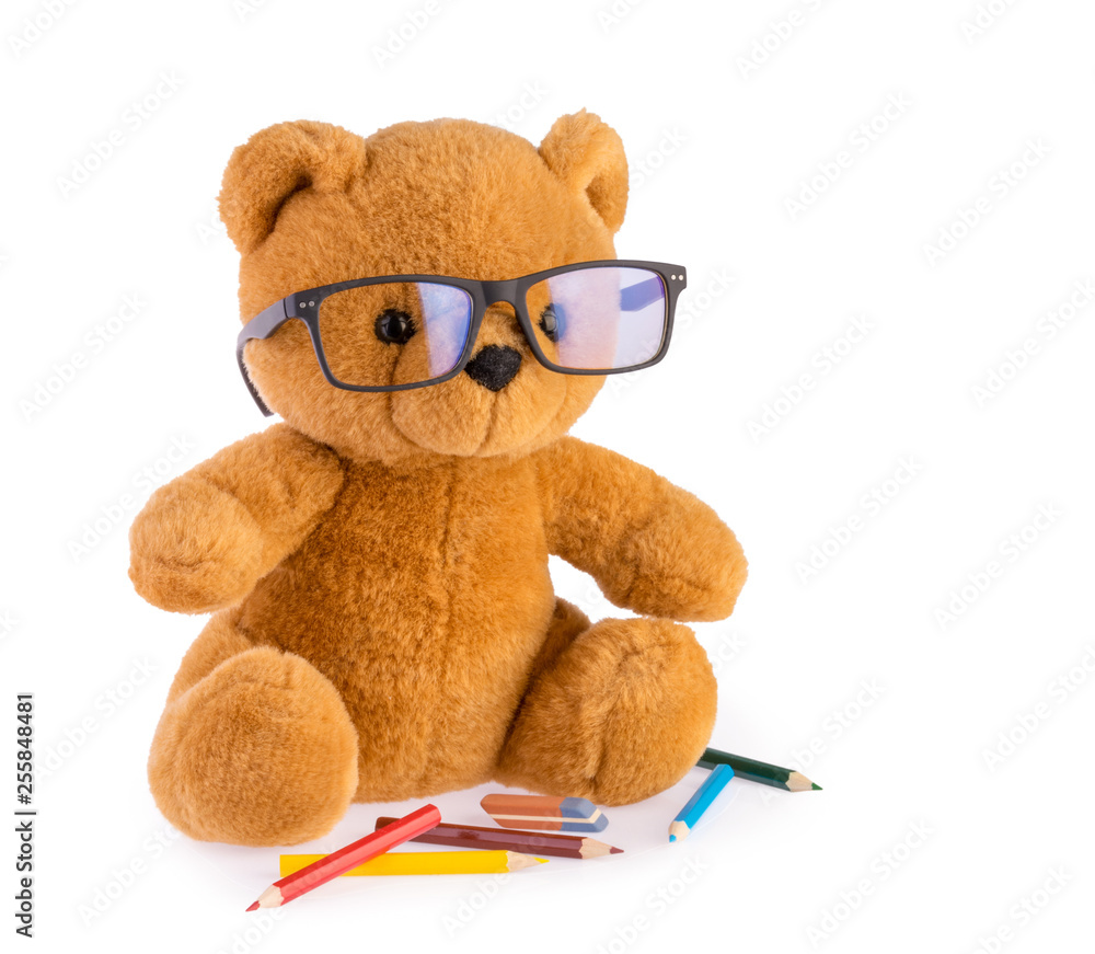 Teddy bear. child drawing concept isolated white background