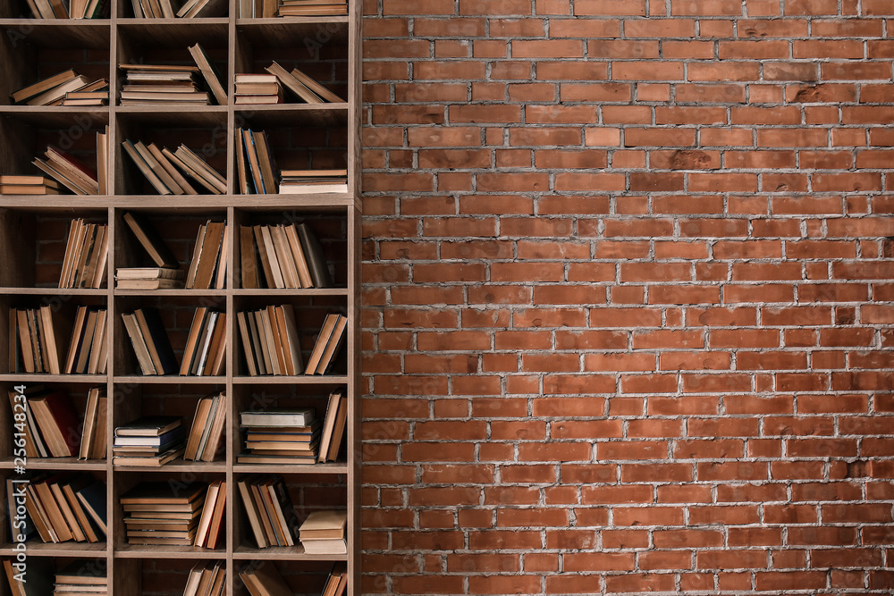 Books on shelves in library