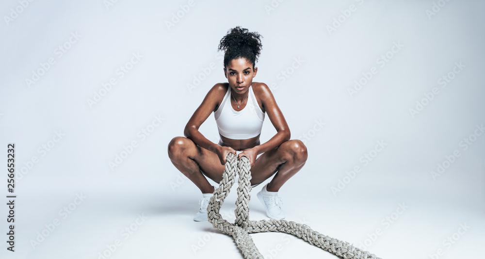 Fitness woman taking rest after intense workout