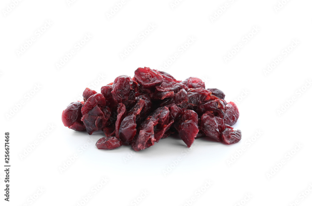 Tasty dried cranberry on white background