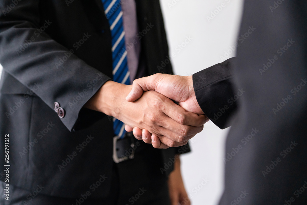 Business people agreement concept. Businessman do handshake with another businessman in the office m