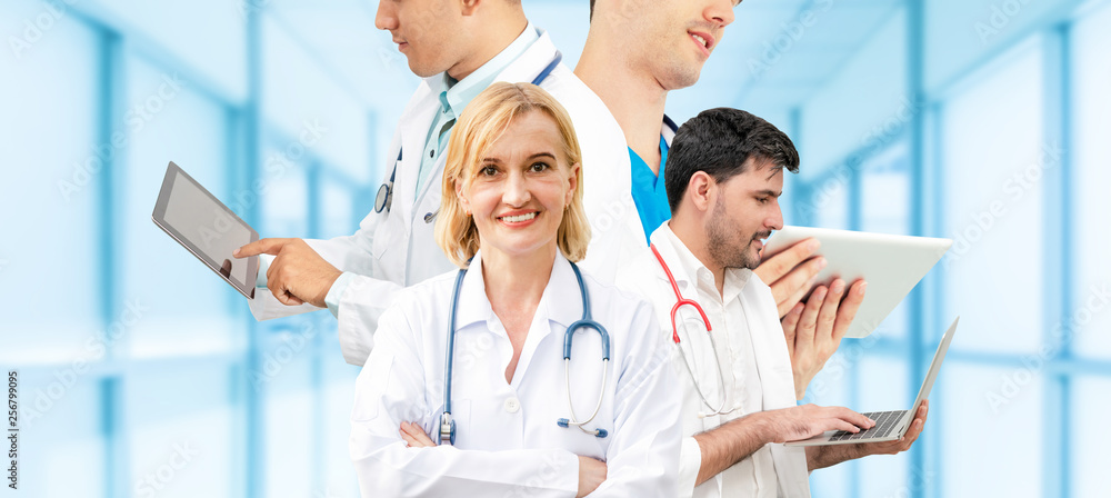 Healthcare people group portrait in creative layout. Professional medical staff, doctors, nurse and 