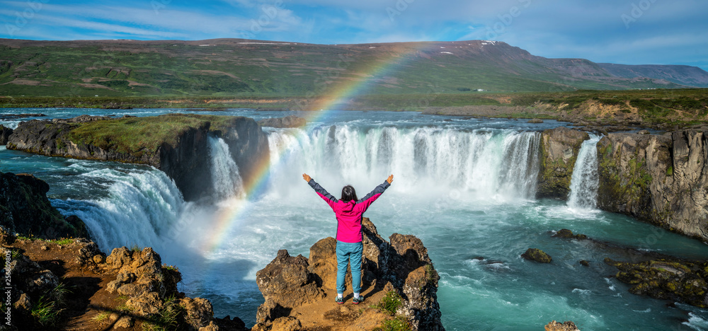 The Godafoss (Icelandic: waterfall of the gods) is a famous waterfall in Iceland. The breathtaking l