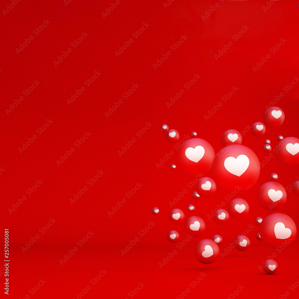 heart floating out of box on red background in valentines day ,3d illustration,3d rendering