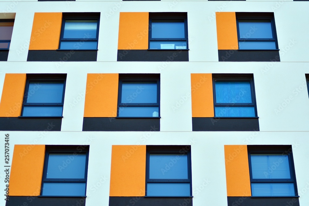 New-build residential building on a sunny summer day