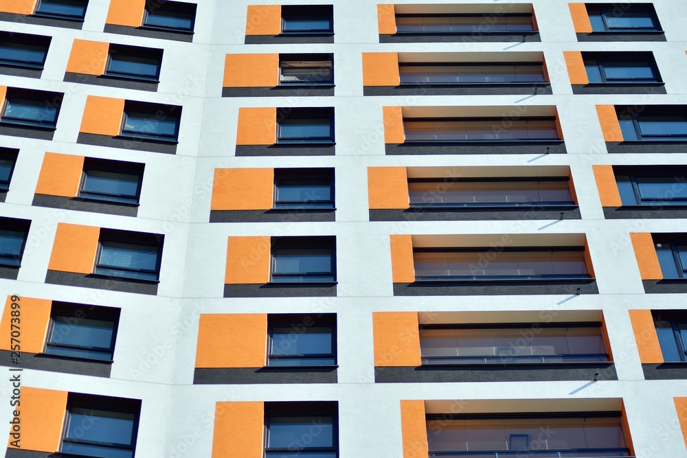 New-build residential building on a sunny summer day