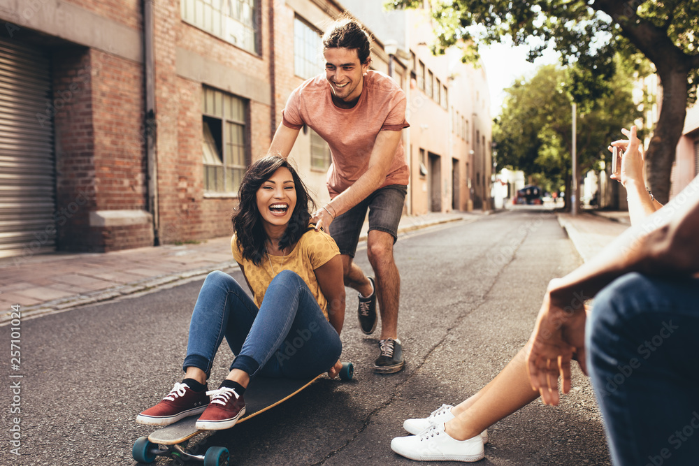 Friends having fun outdoors