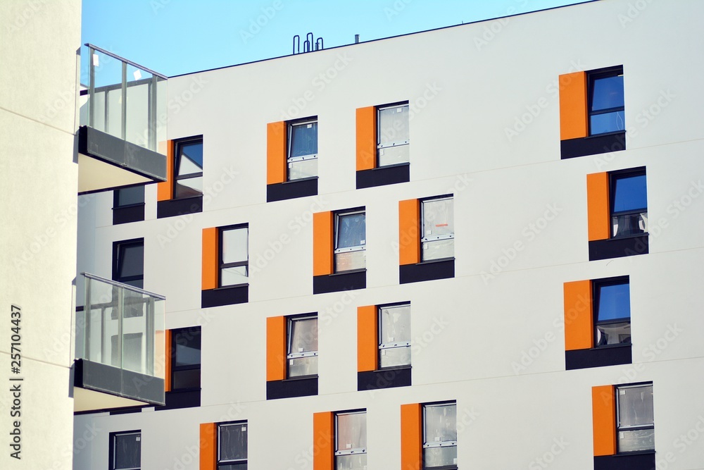 New-build residential building on a sunny summer day