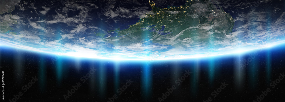 View of blue planet Earth in space 3D rendering elements of this image furnished by NASA