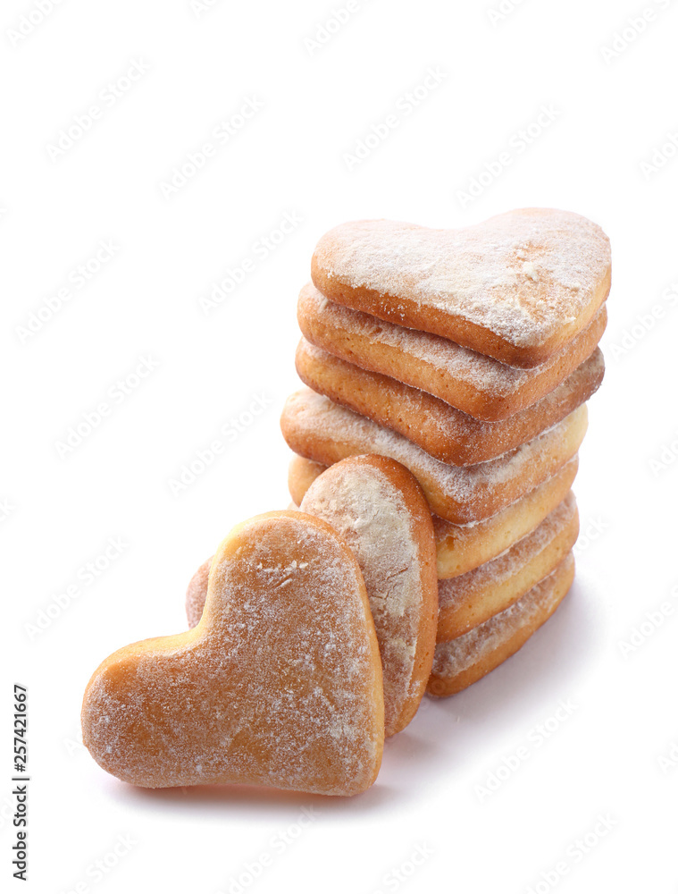 Tasty cookies on white background