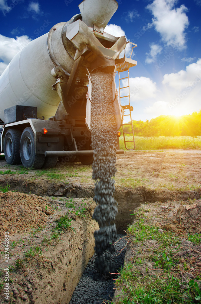 Concrete mixer working