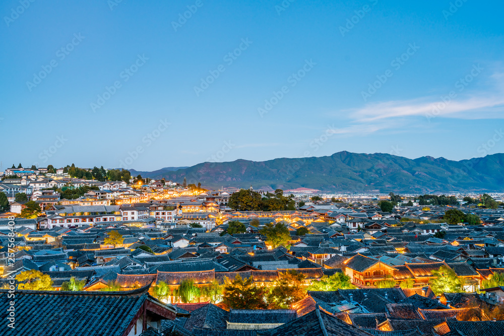 中国云南丽江大研古城夜景