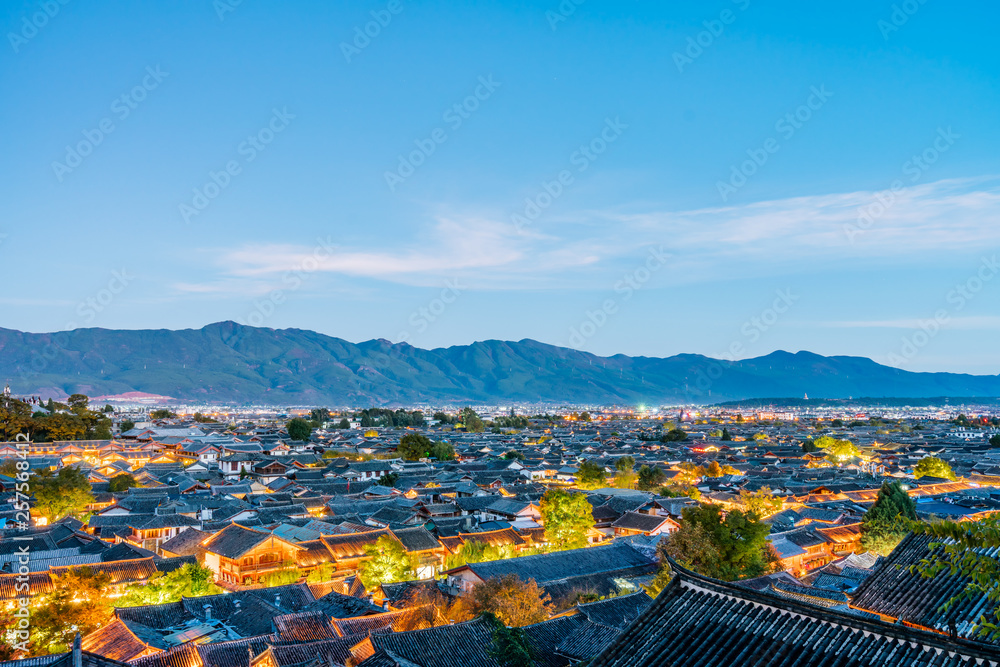 Nightscape of Dayan Ancient City, Lijiang, Yunnan, China