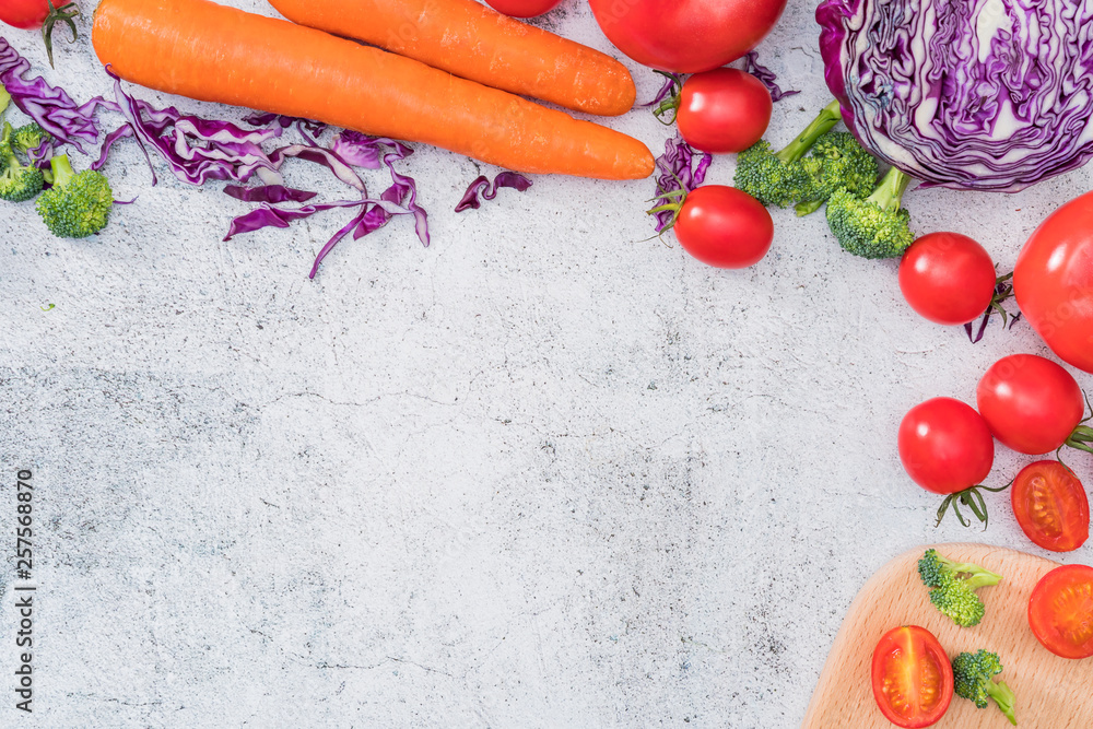 Vegetables in Grey Cement Background