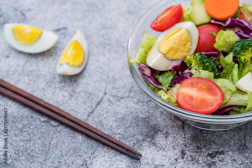 A bowl of fresh vegetable salad