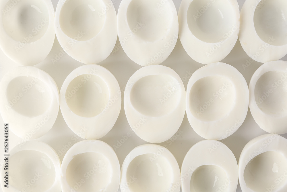 Boiled eggs on white background