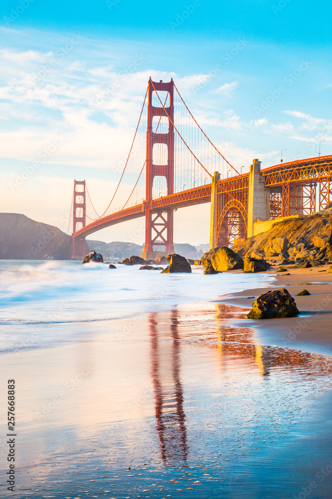 Golden Gate Bridge at sunset, San Francisco, California, USA