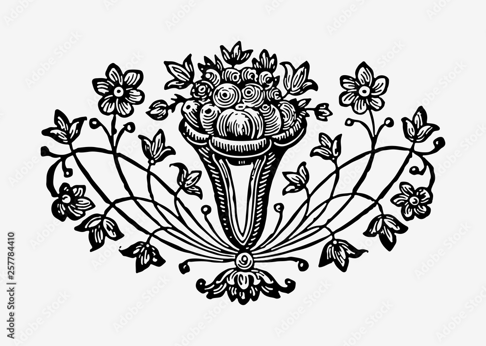 Vintage flowers in a vase illustration