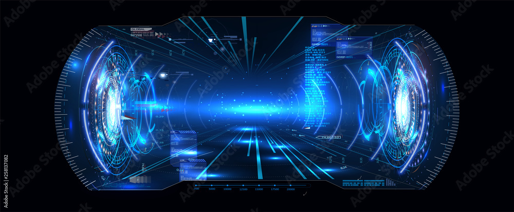 未来主义矢量VR平视显示器HUD UI GUI界面屏幕设计。虚拟现实。数字我们