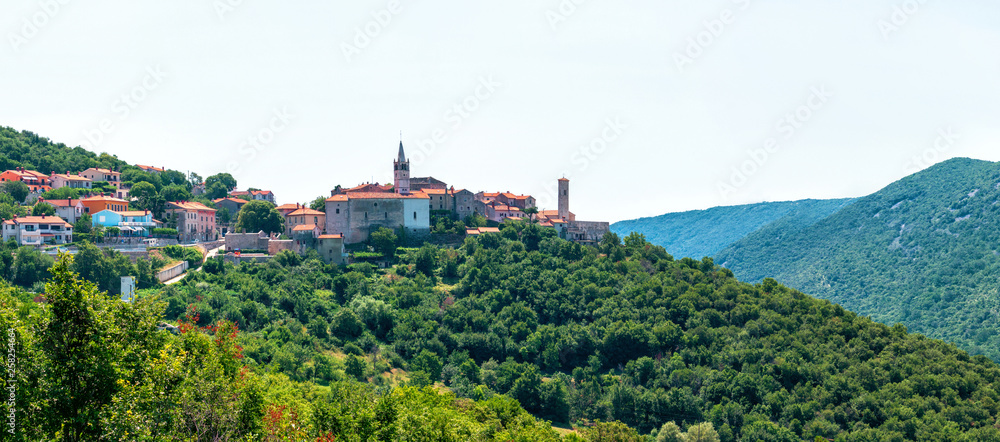 Old town of Labin on the top of the mountain in Istria, Croatia, Europe.