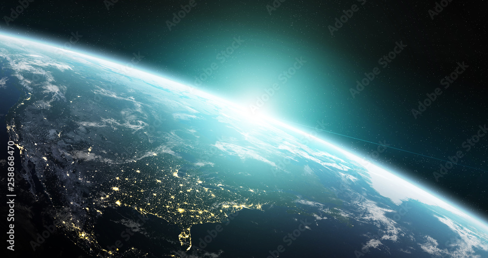 View of blue planet Earth in space 3D rendering elements of this image furnished by NASA