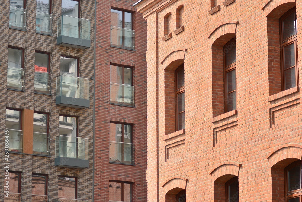 Fragment of a modern apartment building in front. Very modern apartment house.