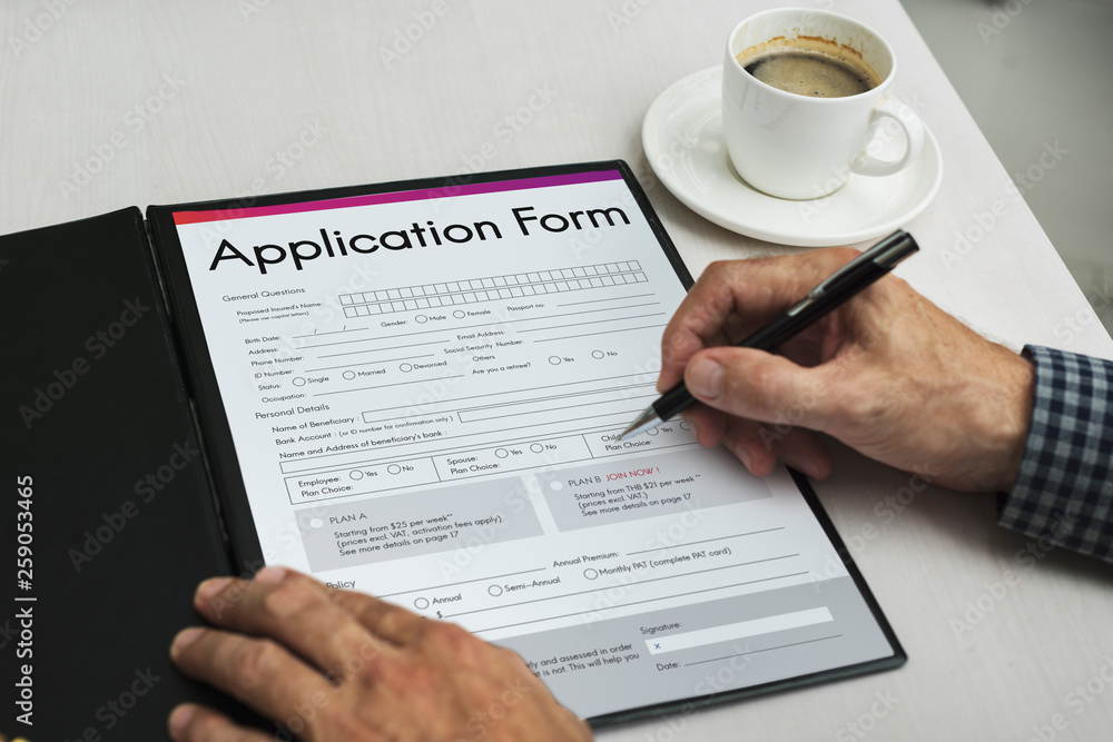 Application Form Document Page Concept