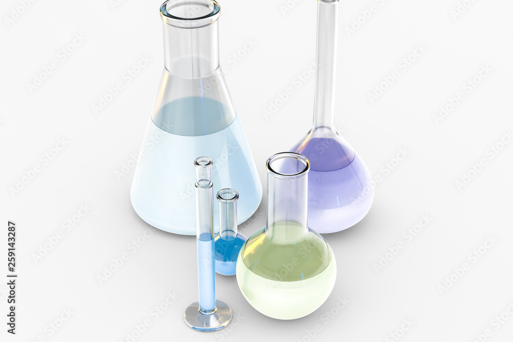 3d rendering, Chemical vessels in the laboratory