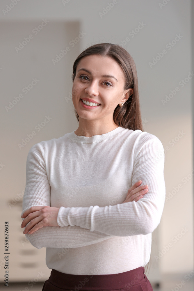 Portrait of stylish businesswoman in office