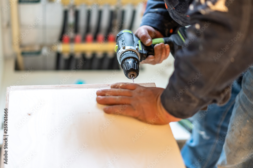 carpenter in workshop