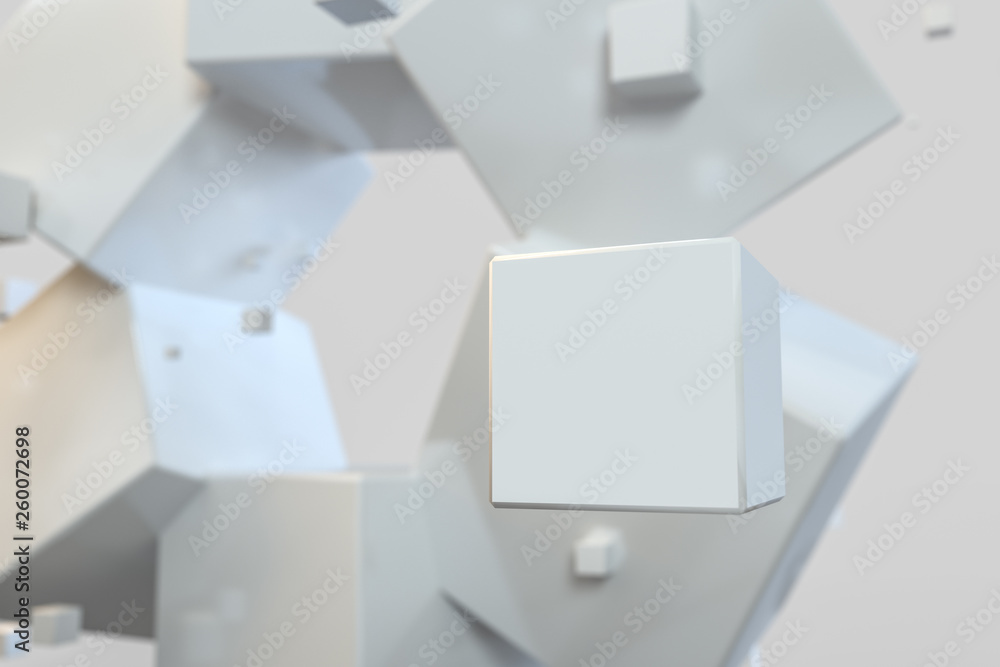 3d rendering, creative cubes with sense of science and technology