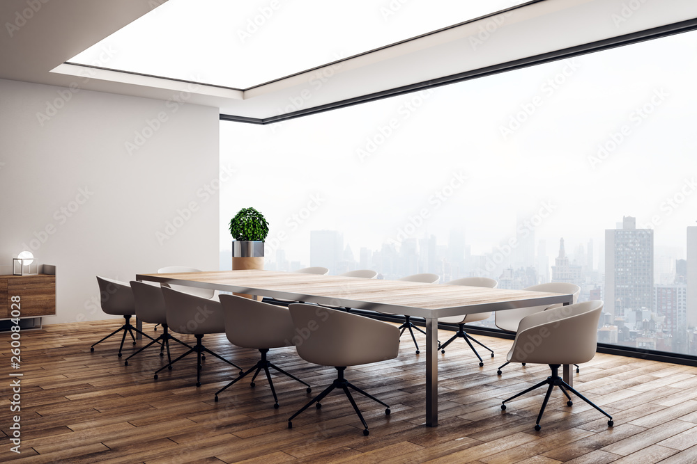 Light wooden conference room interior