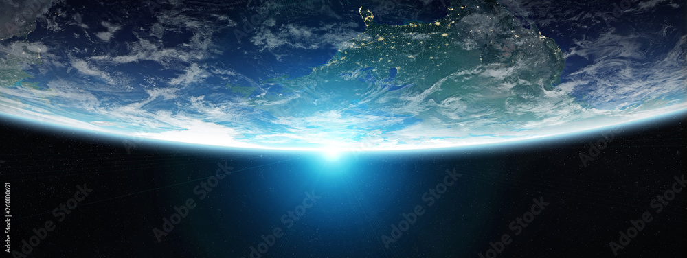 View of blue planet Earth in space 3D rendering elements of this image furnished by NASA