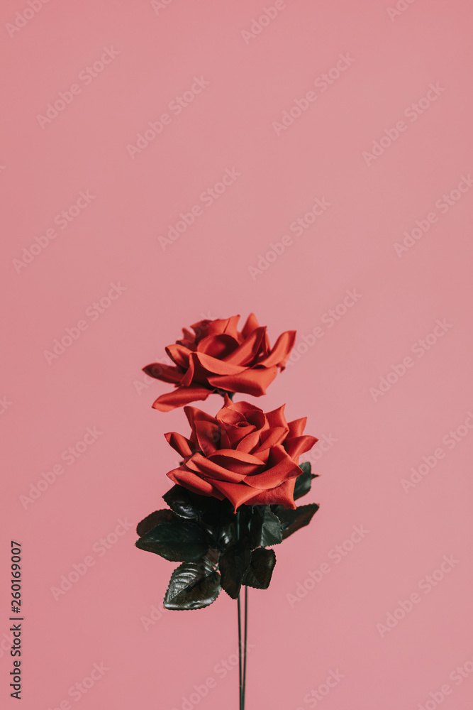 Red artificial roses