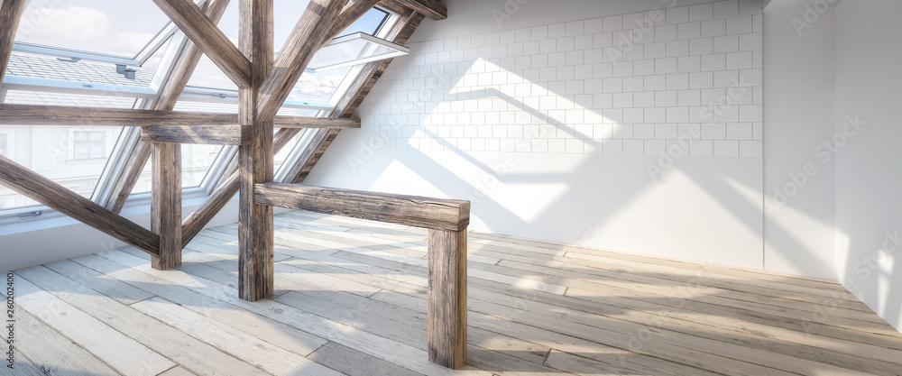 Attic conversion 03 (panoramic) - 3d visualization