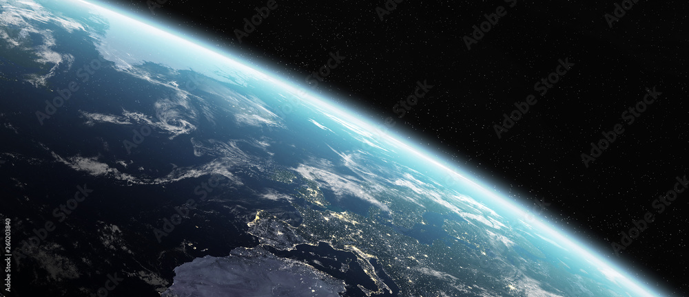 View of blue planet Earth in space 3D rendering elements of this image furnished by NASA